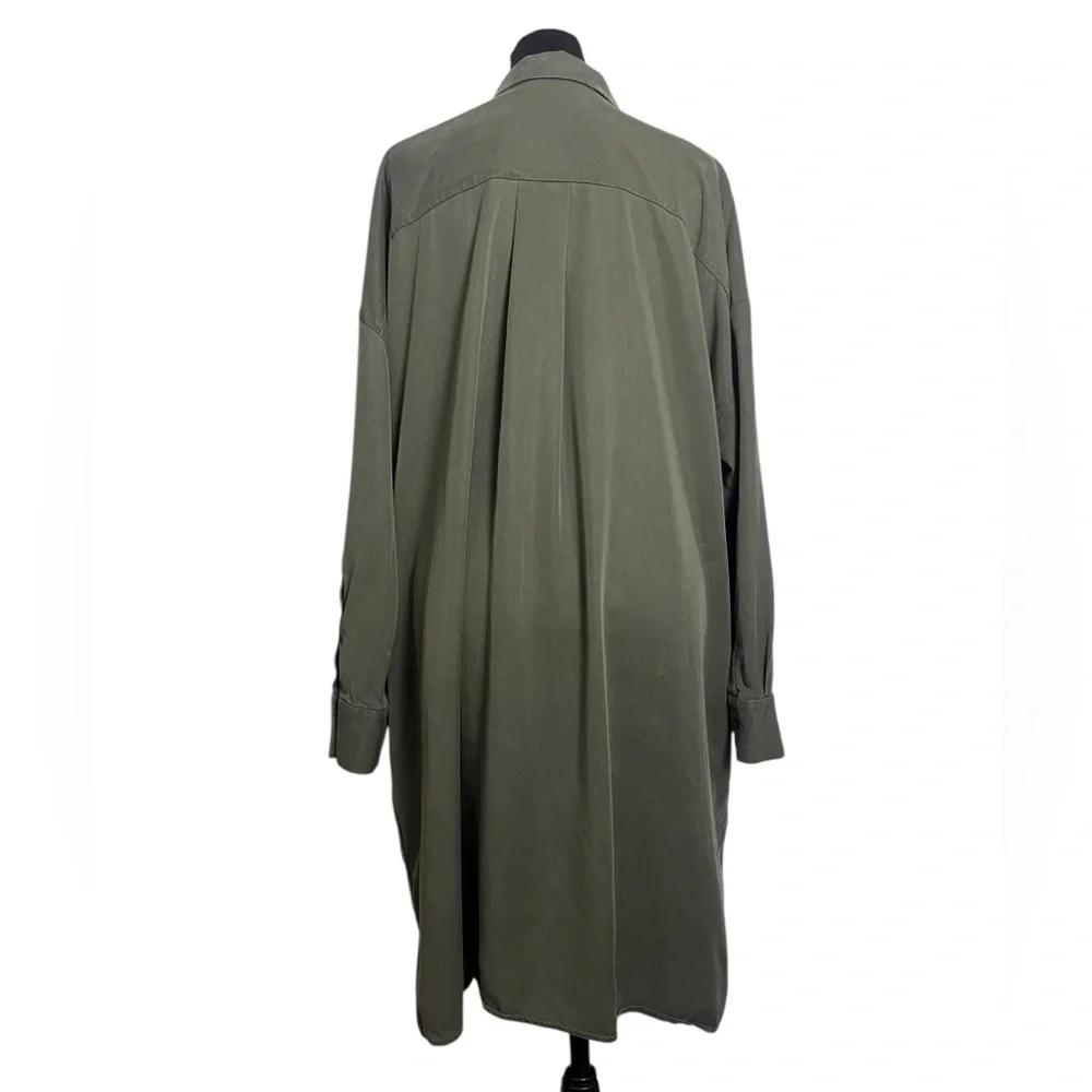 COS Army Green Minimalist Shirt Dress Tunic Size 44 US 12 - Picture 8 of 12